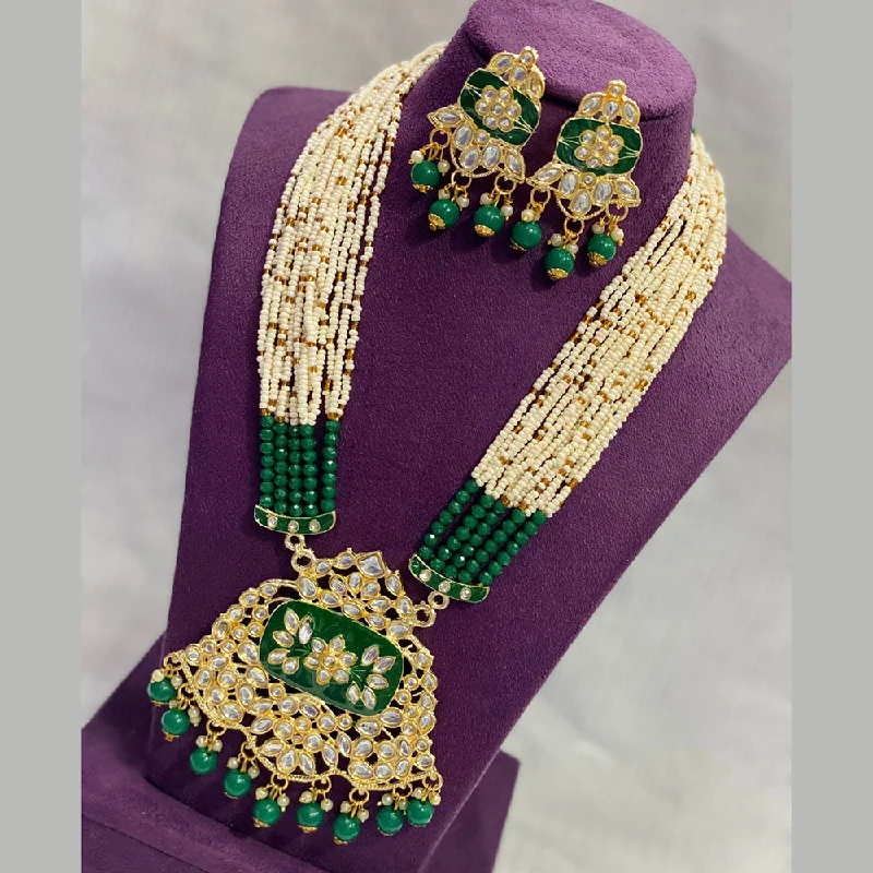 Elegant Wedding Necklaces-Manisha Jewellery Gold Plated Long Necklace Set