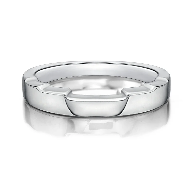 Designer Platinum Rings-5 Step Cut-Out Band in White Gold