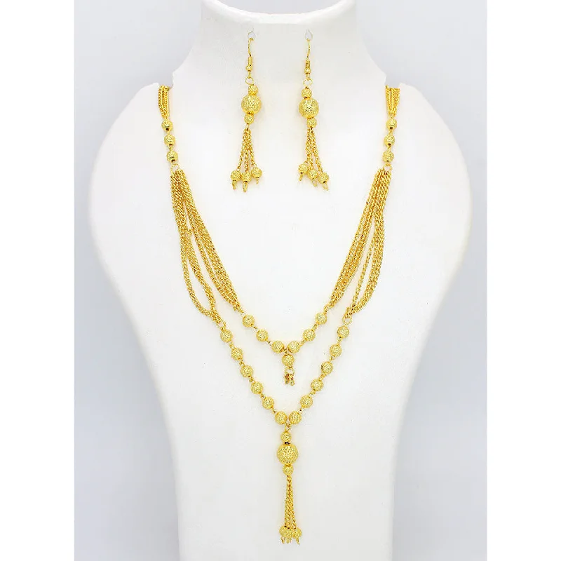 Nature-Inspired Necklaces-Mahavir Dye Gold Long Necklace Set