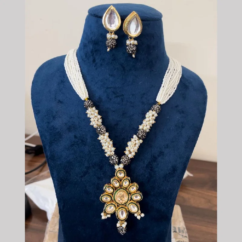 Bold Statement Necklaces-Shringarstreet Gold Plated Kundan And Pearl Necklace Set