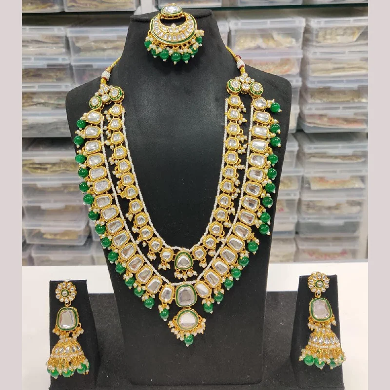 Handmade Necklaces Online-India Art Gold Plated Kundan Long Necklace Set