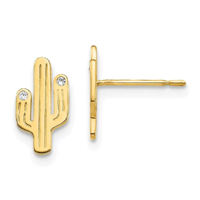 Summer Earrings for Women-14K Cactus CZ Stud Earrings