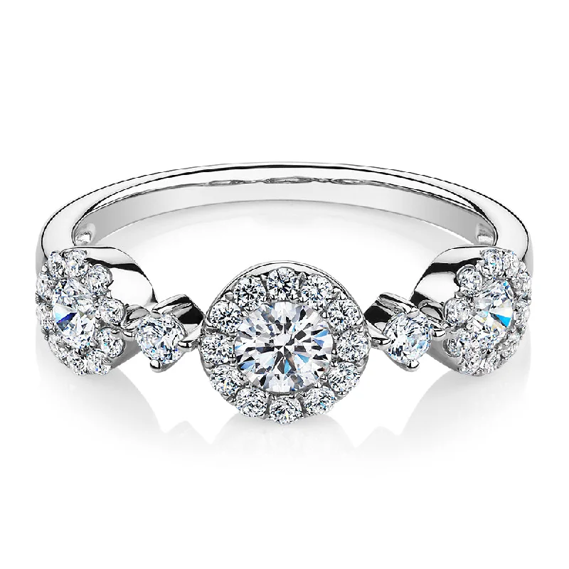 Custom Wedding Rings with Birthstones-Celeste Dress ring with 0.83 carats* of diamond simulants in 10 carat white gold