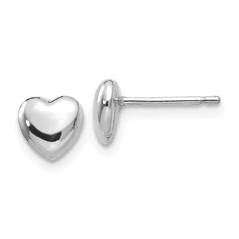 Luxury Earrings for Brides-14k White Gold Heart Earrings