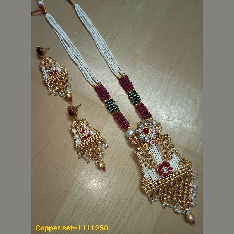 Designer Necklaces for Women-Padmawati Bangles Gold Plated Long Necklace Set